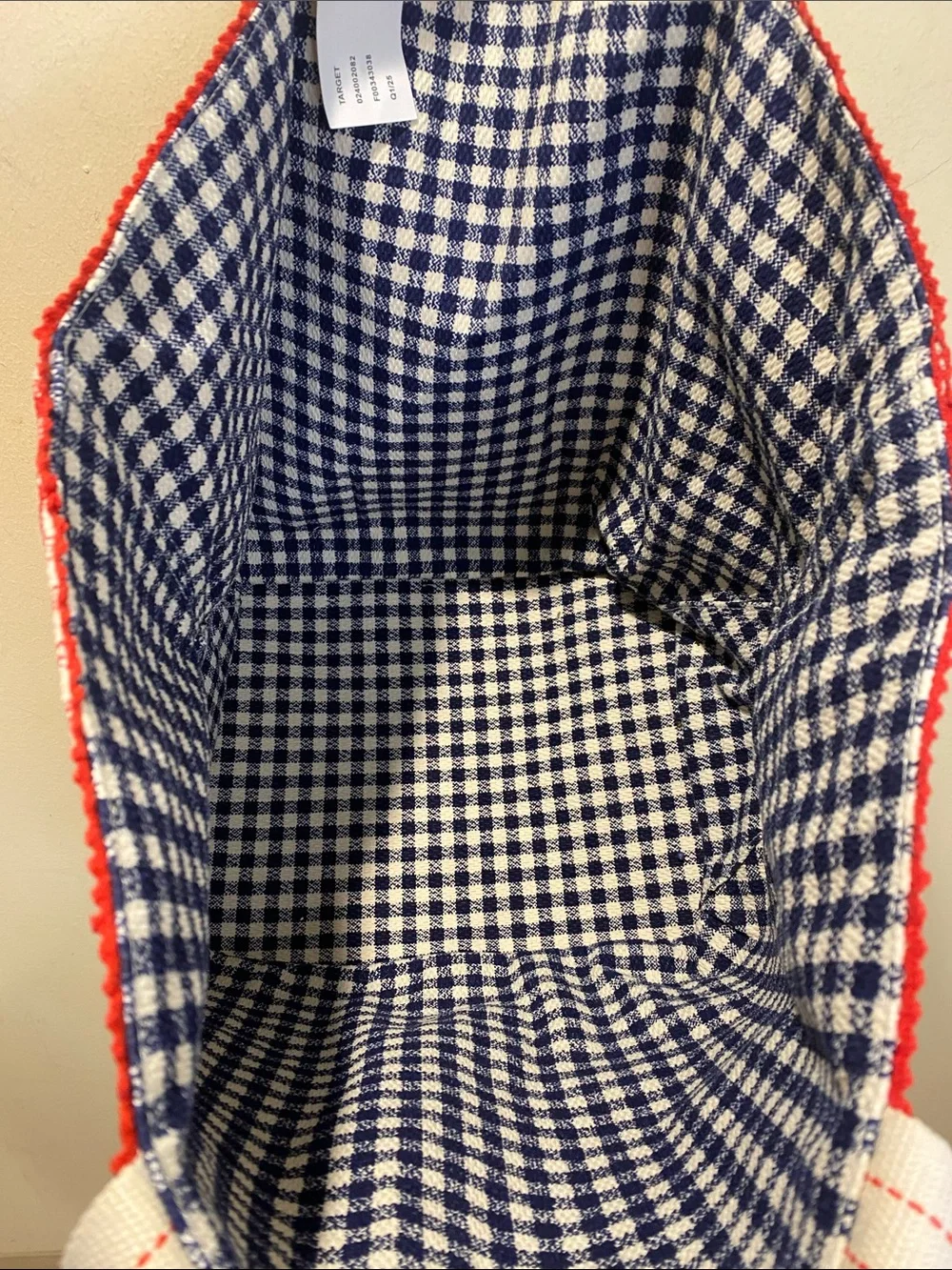 Universal Threads Reversable Red Gingham Canvas  Tote Bag  NWT